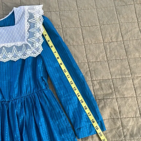 Bonnie Jean Vintage 80s Kid Dress with Lace Collar - Picture 9 of 10